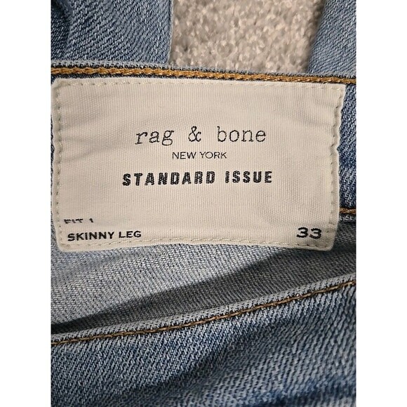 Rag & Bone Standard Issue Fit 1 Skinny Leg Button Fly Jeans Blue Men’s Siz 33x33 - Picture 4 of 9